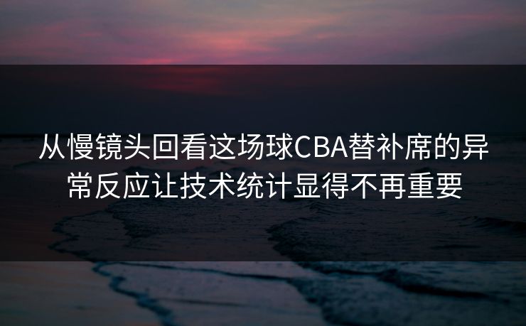 从慢镜头回看这场球CBA替补席的异常反应让技术统计显得不再重要  第1张